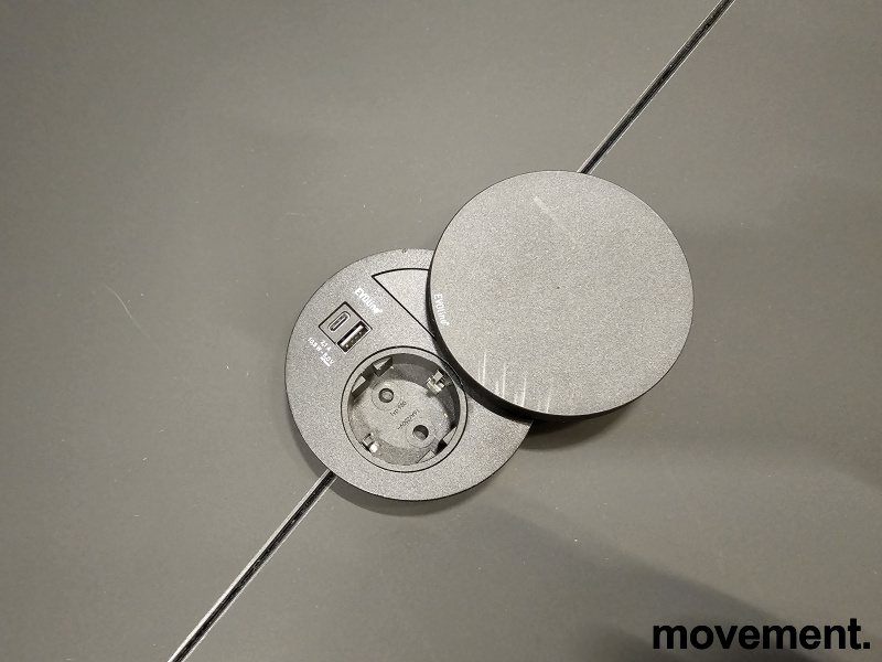 Møtebord Ø130x60cm Sort plate, rødt - 5 / 6