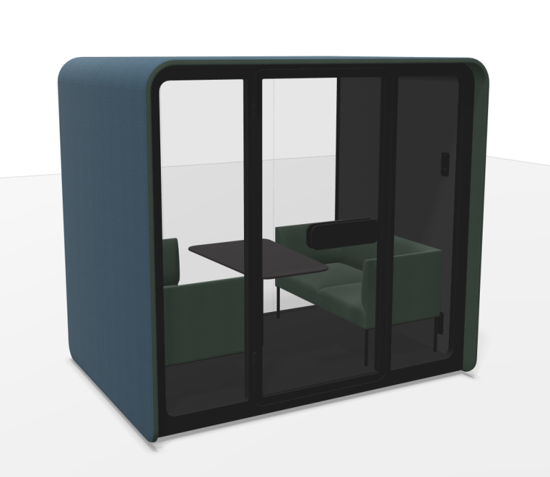 PodBooth Meeting med bord og sofaer