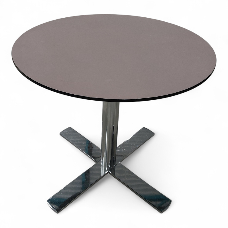 Kafebord Ø=80 Mørk brun linoleum,