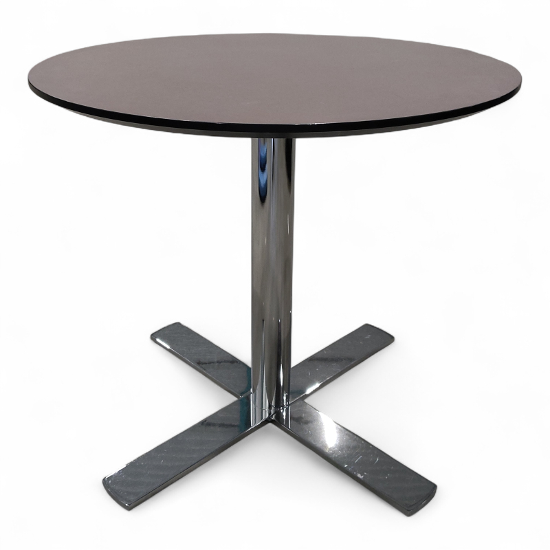 Kafebord Ø=80 Mørk brun linoleum,