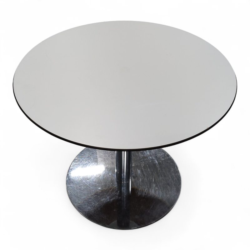 Kafebord Ø=90cm Hvit laminat sort