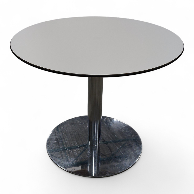 Kafebord Ø=90cm Hvit laminat sort