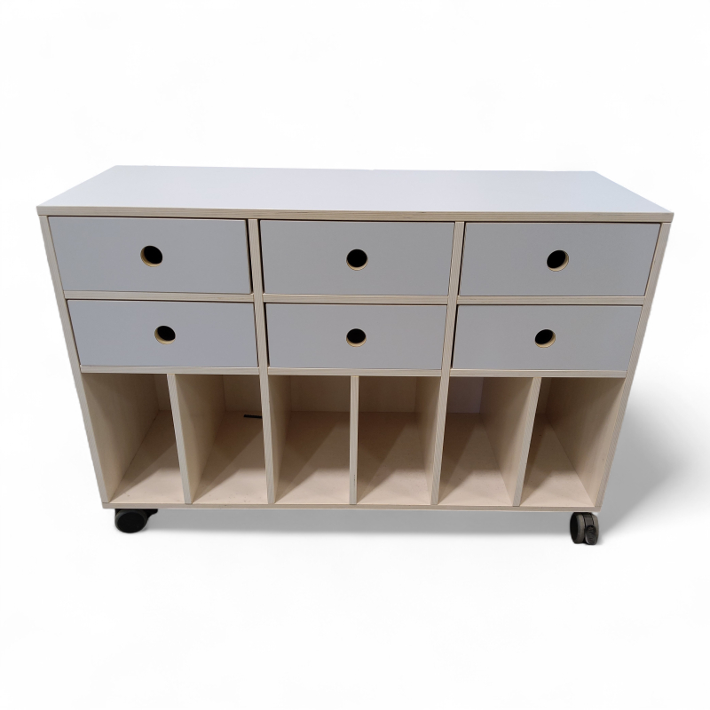 Kloss Reol m/6 rom på hjul Hvit,