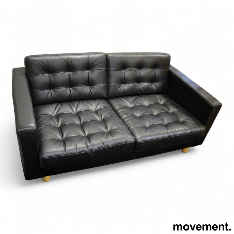 Landskrona 2 seter Sort skinn, Pent - 1 / 2