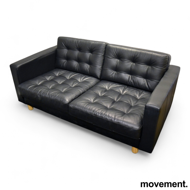 Landskrona 2 seter Sort skinn, Pent - 2 / 2