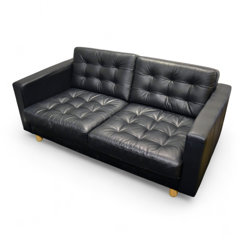 Landskrona 2 seter Sort skinn, Pent