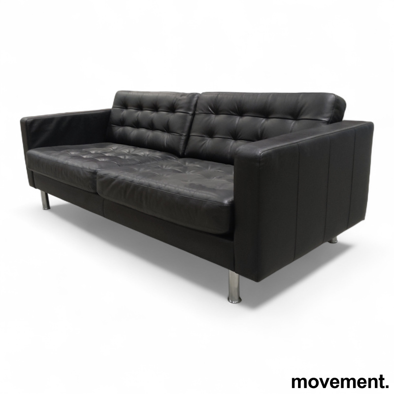 Landskrona 3-seter Sort skinn, Pent - 2 / 2