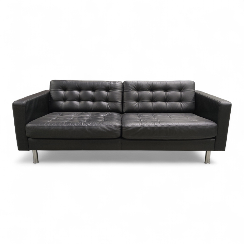 Landskrona 3-seter Sort skinn, Pent