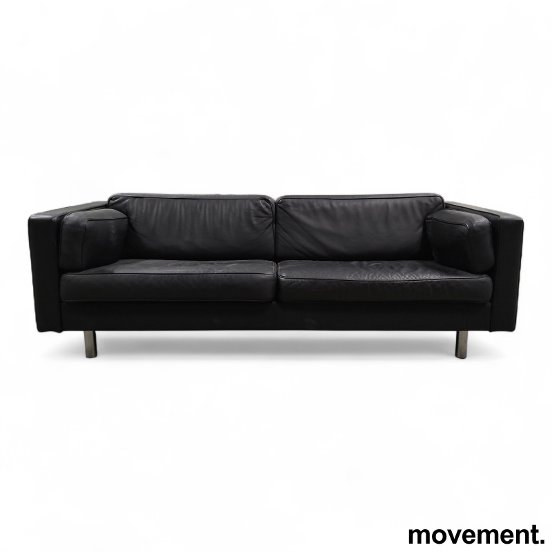 Manhattan 3-seter sofa Sort skinn, - 1 / 2