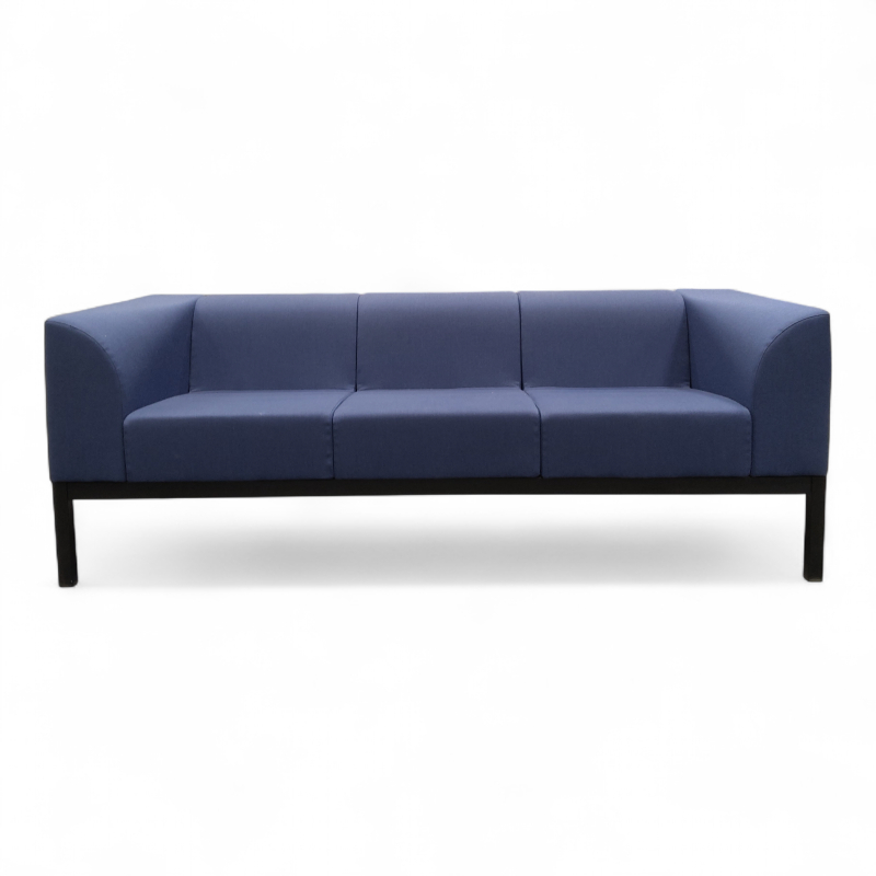Edge 3-seter sofa Blått stoff, sort