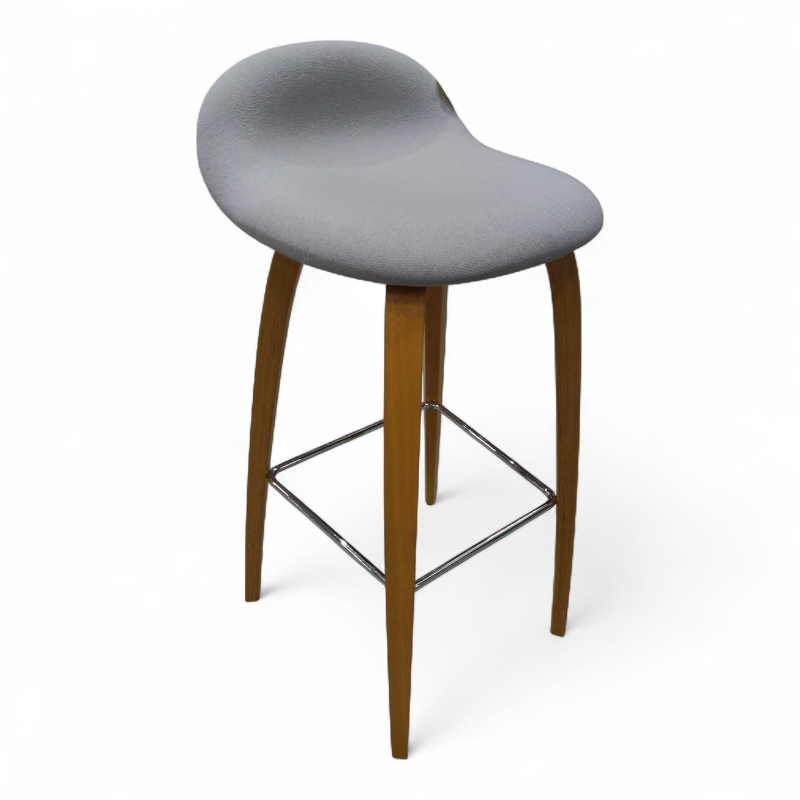 3D bar stool fullpolstret, høy, ben