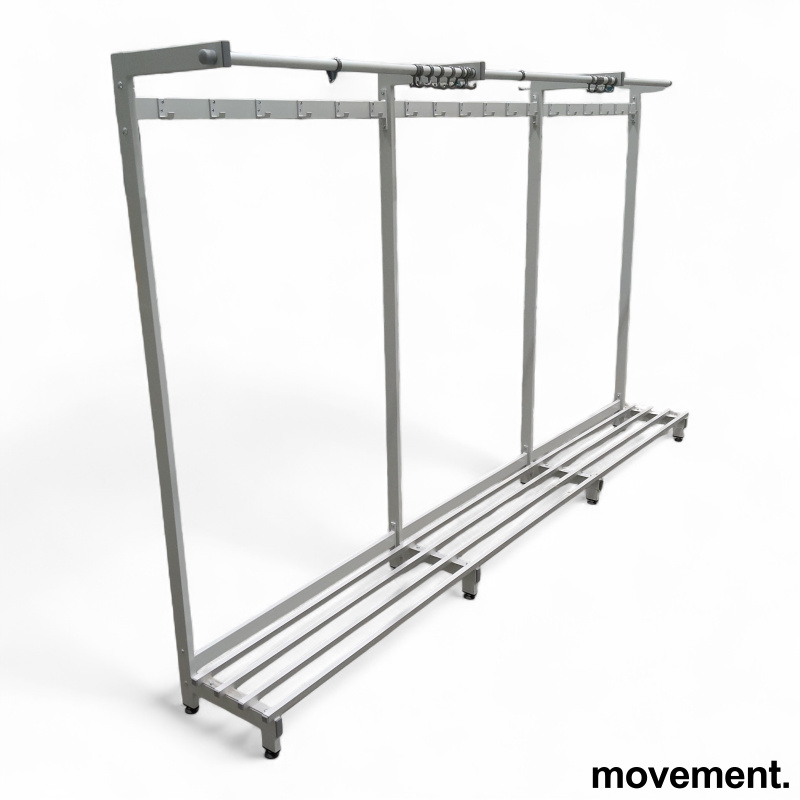 Garderobestativ 300cm bredde Grå,