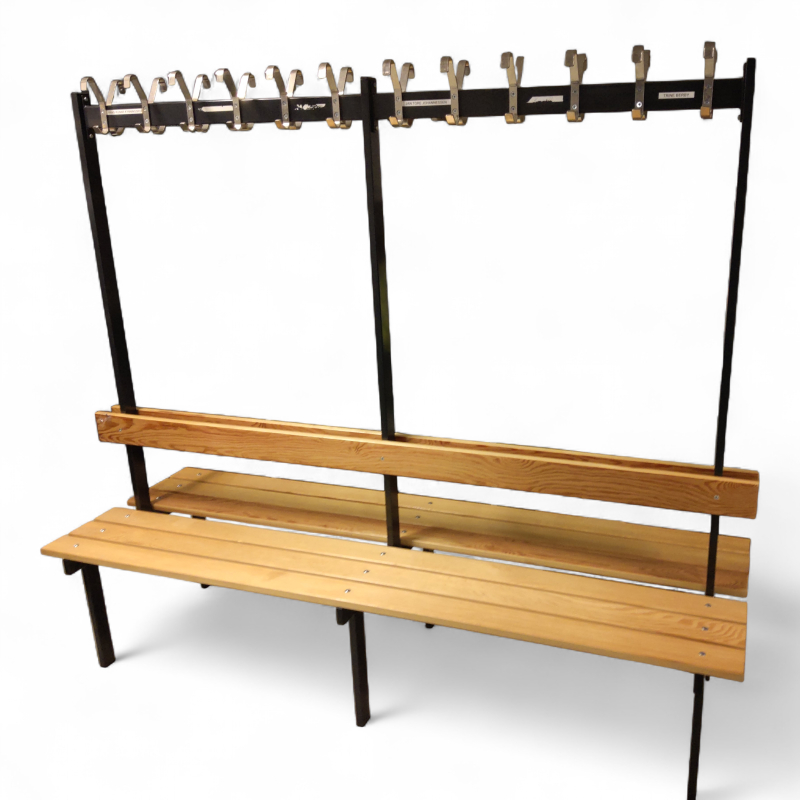 Dobbel garderobebenk 200cm, 24stk