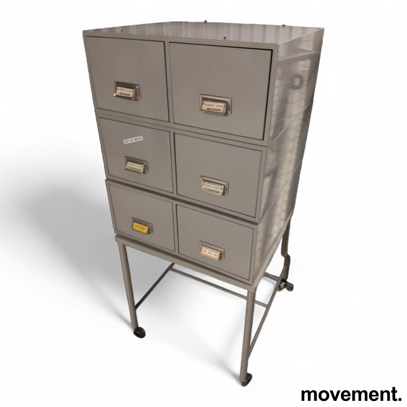 Kartotekskap på hjul, 6 skuffer - 1 / 2