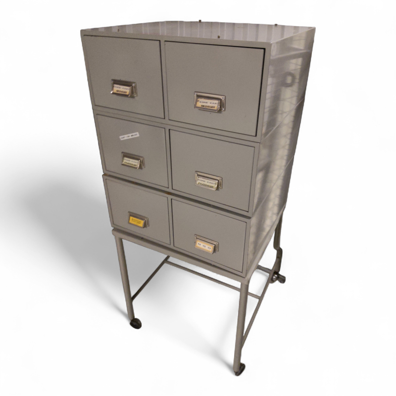 Kartotekskap på hjul, 6 skuffer