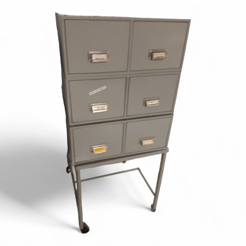 Kartotekskap på hjul, 6 skuffer