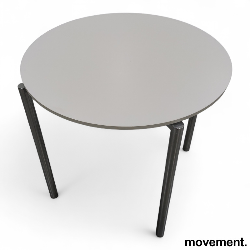 Plano Ø=80cm Hvit laminat krom ben, - 1 / 2