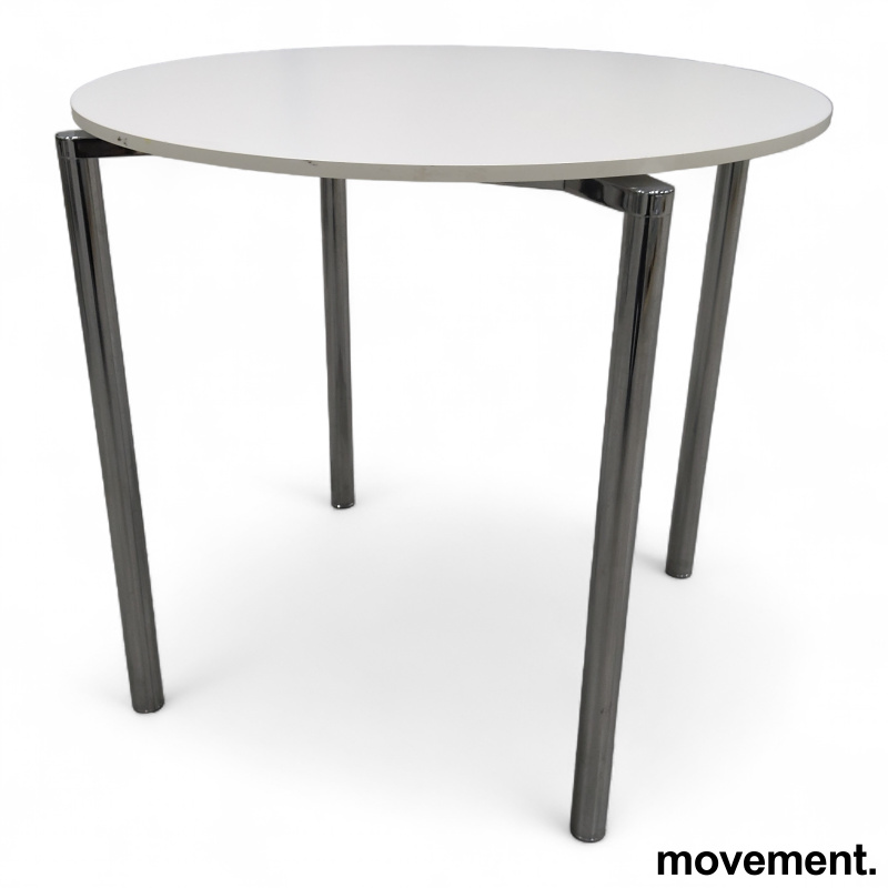 Plano Ø=80cm Hvit laminat krom ben, - 2 / 2