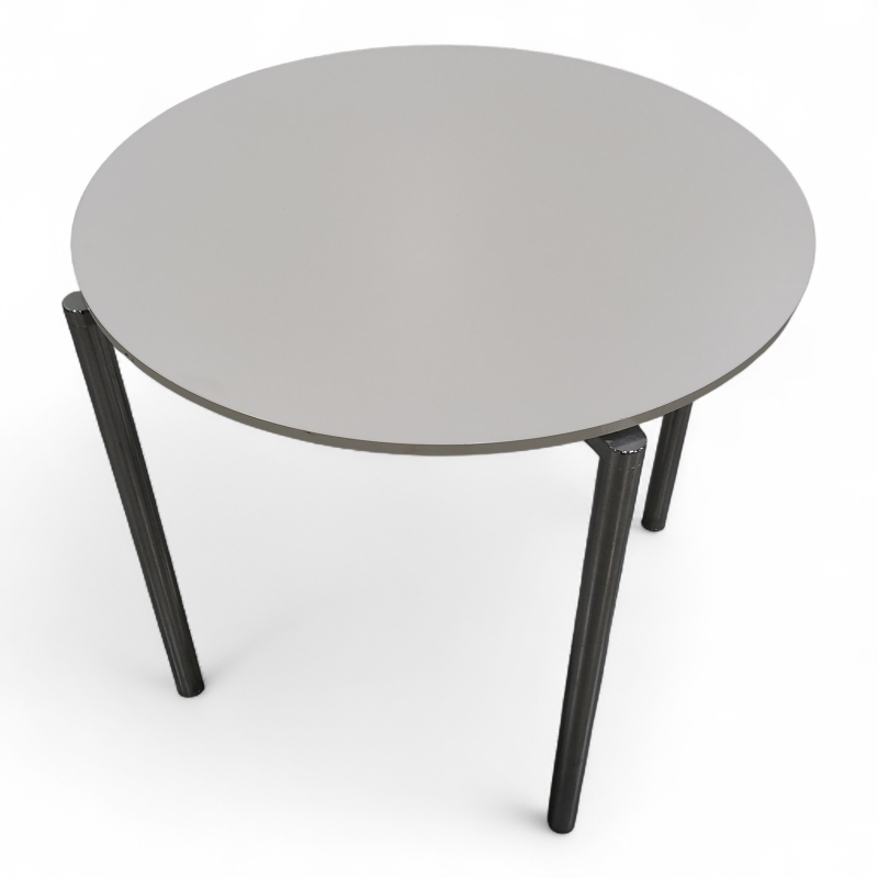 Plano Ø=80cm Hvit laminat krom ben,