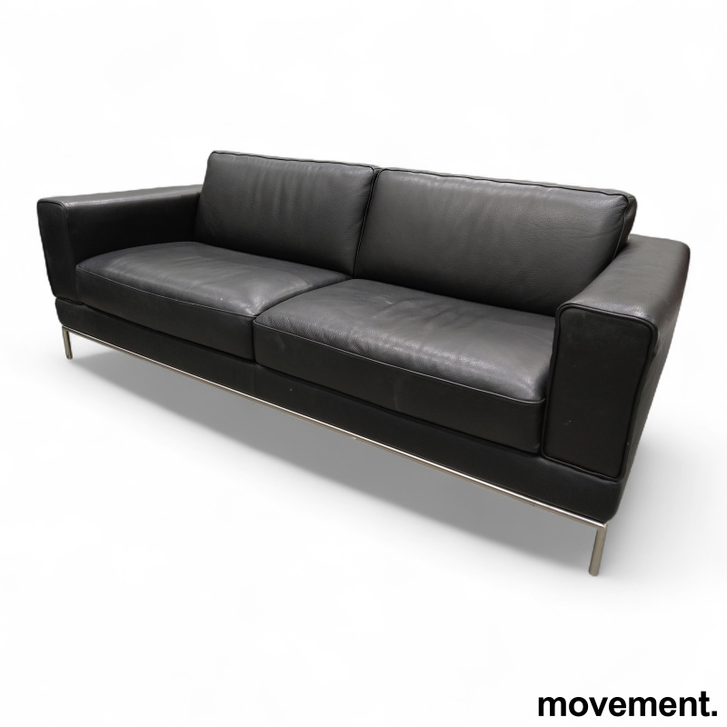 Arild 3-seter Sort skinn børstet - 1 / 3