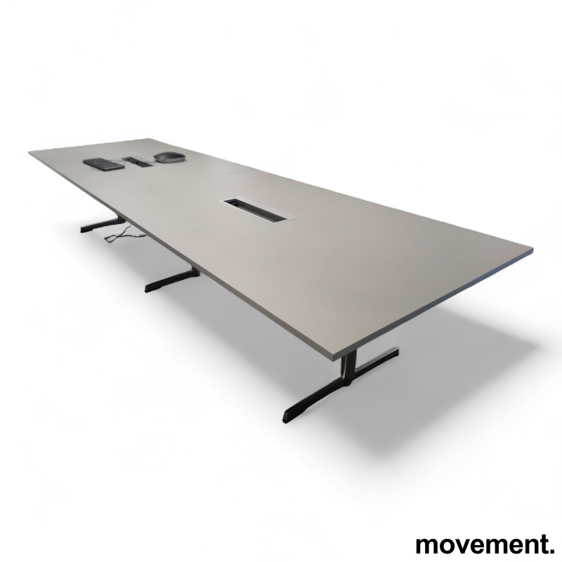 Møtebord 400x120cm Grå linoleum, - 1 / 2