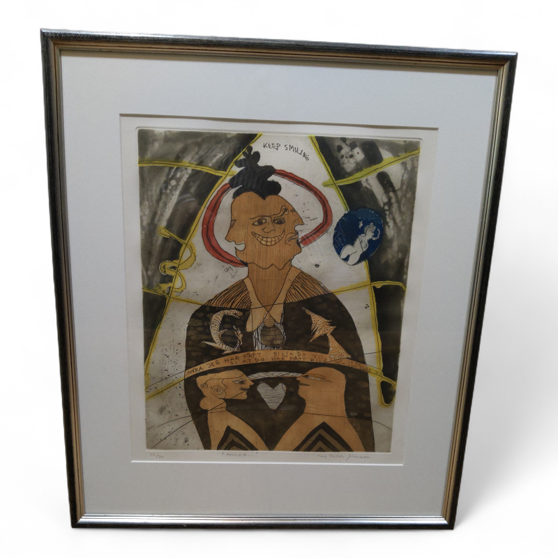 Fargelitografi  64x74 cm Ulf