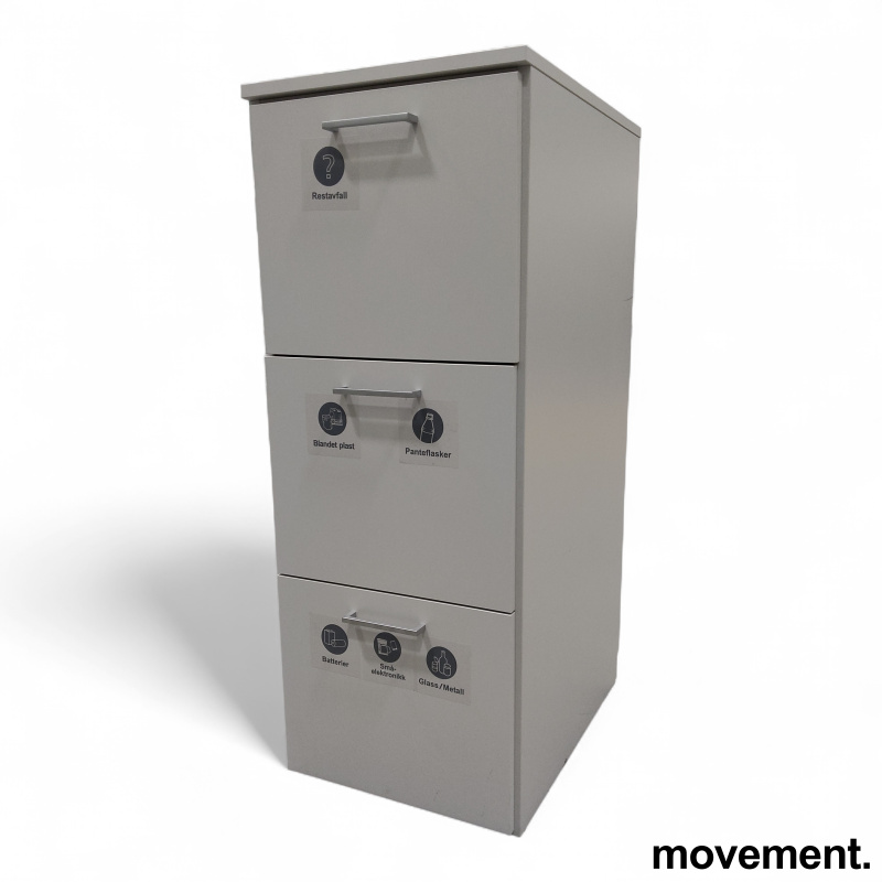 Avfallsskap 3 skuffer Lys grå - 1 / 2
