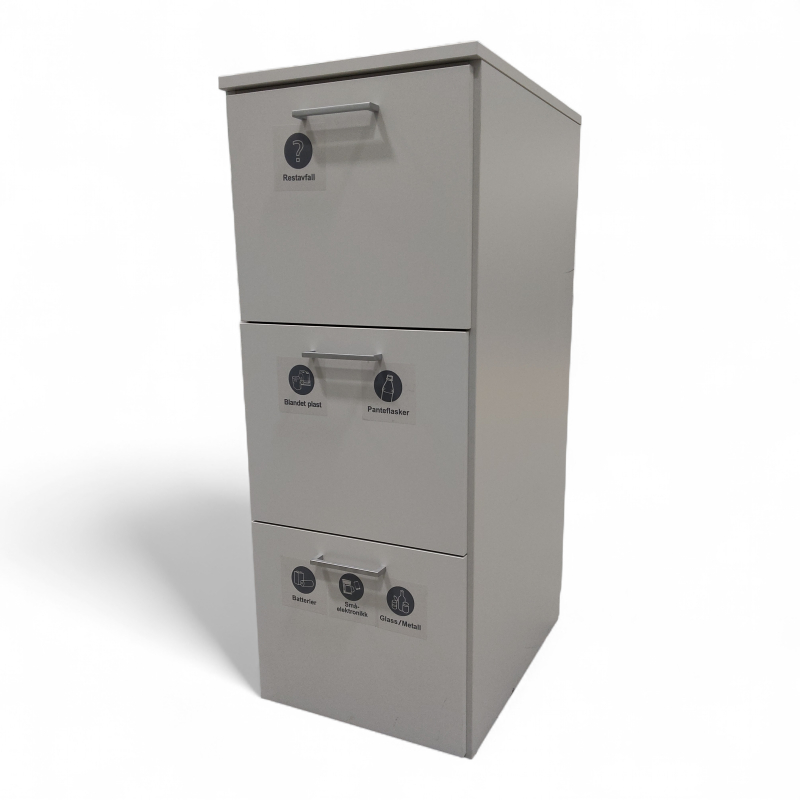 Avfallsskap 3 skuffer Lys grå