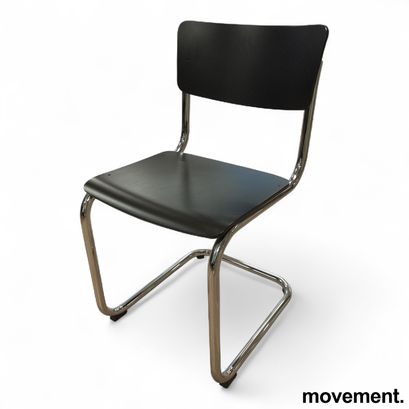 Stk. 3 S 43 Cantilever Sortlakkert finer, krom ben, Pent brukt Thonet 2.