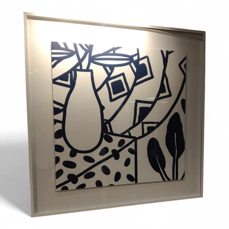 Bilde 133x133cm Mørk blå og hvit,