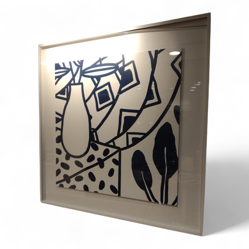 Bilde 133x133cm Mørk blå og hvit,