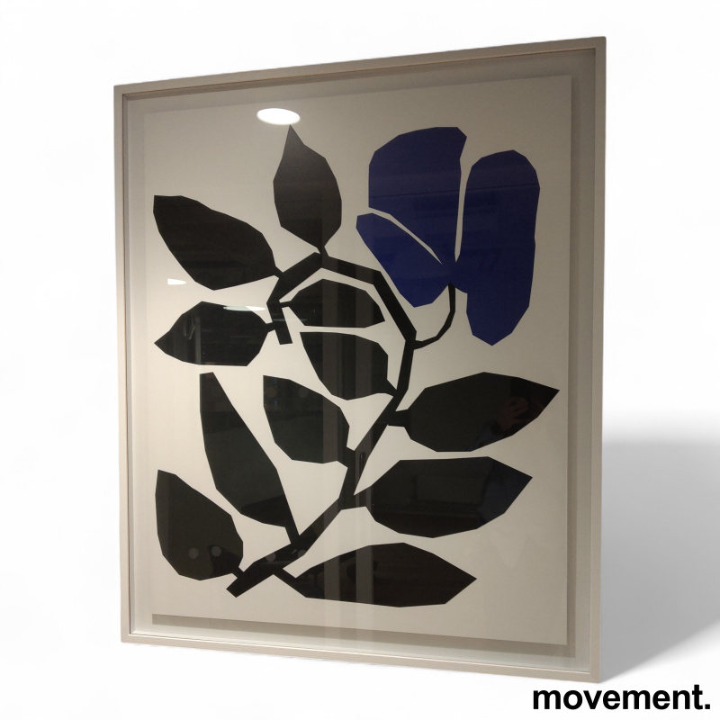 Bilde 103x131cm Blader sort blå og - 1 / 2