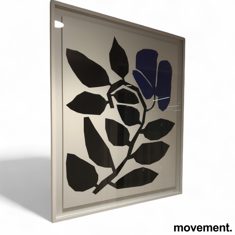 Bilde 103x131cm Blader sort blå og - 2 / 2