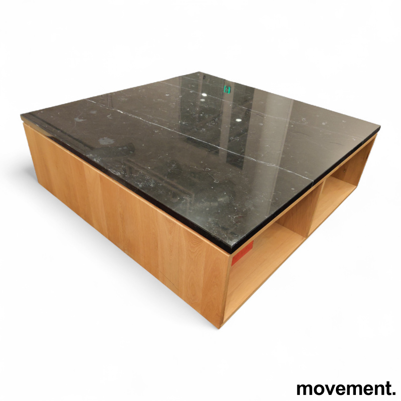 Loungebord med hylle, stenplate - 1 / 3