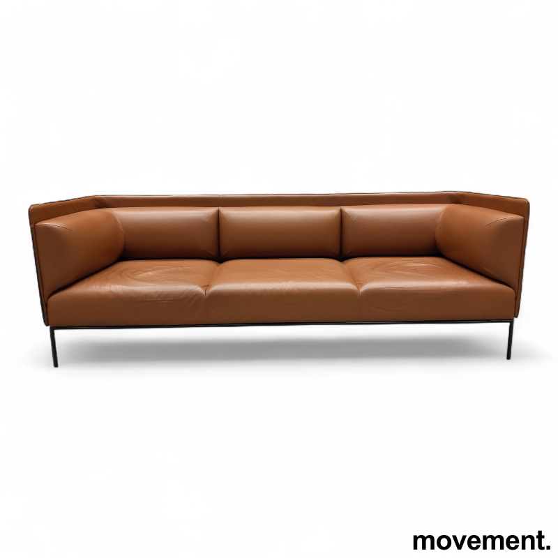 Crest 3-seter Brunt skinn, ben i - 1 / 3