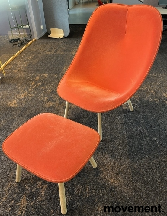 Uchiwa med puff Rødorange stoff