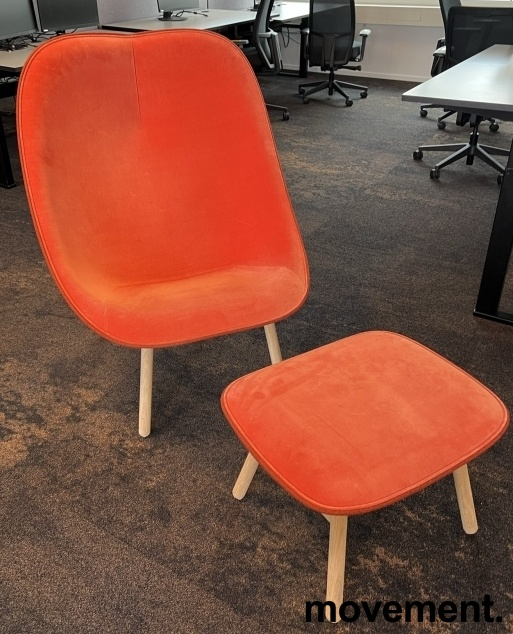 Uchiwa med puff Rødorange stoff