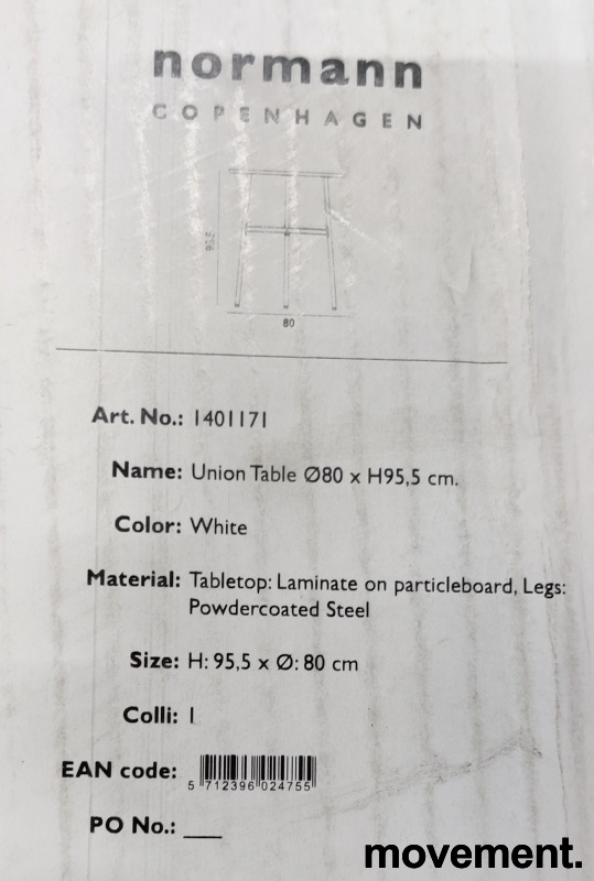 Union barbord Ø=80cm, høyde 95,5cm - 3 / 3