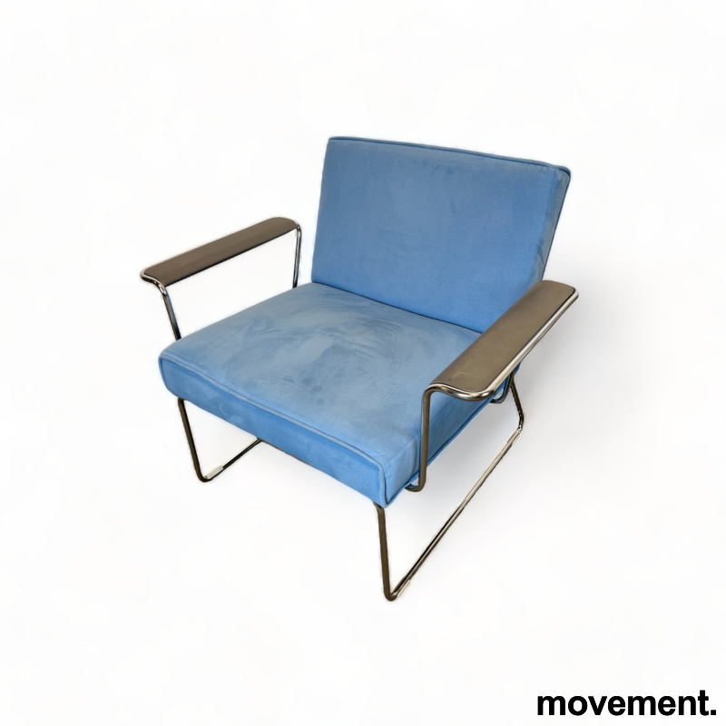 Tere  Blått mikrofiber stoff, krom, - 1 / 2