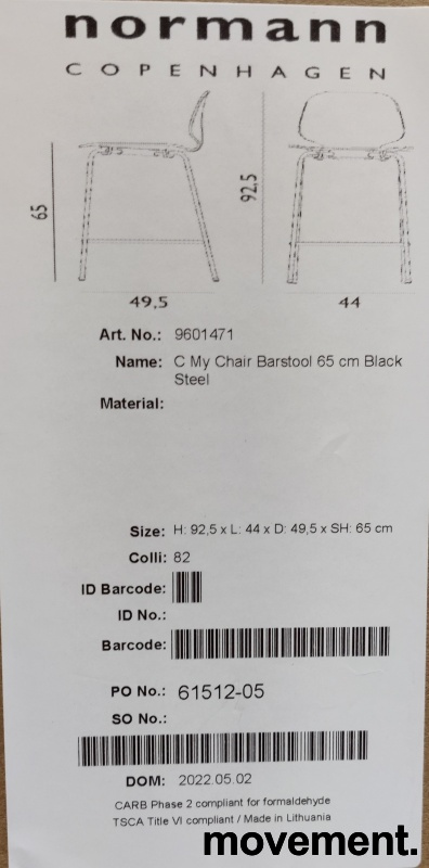 My Chair barstol 65cm Moss, ben i - 3 / 5