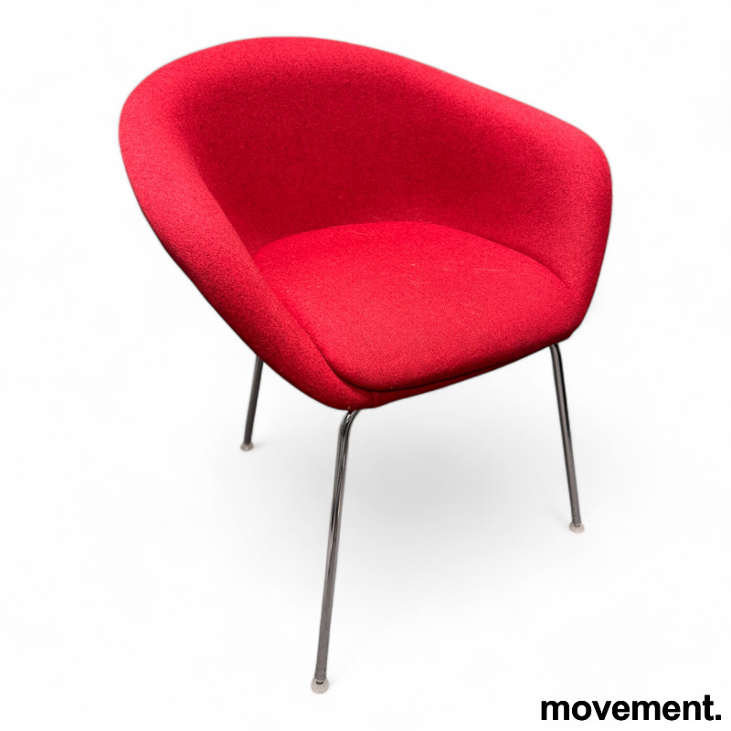 Duna 02 Rødt stoff, krom ben, Pent - 1 / 2