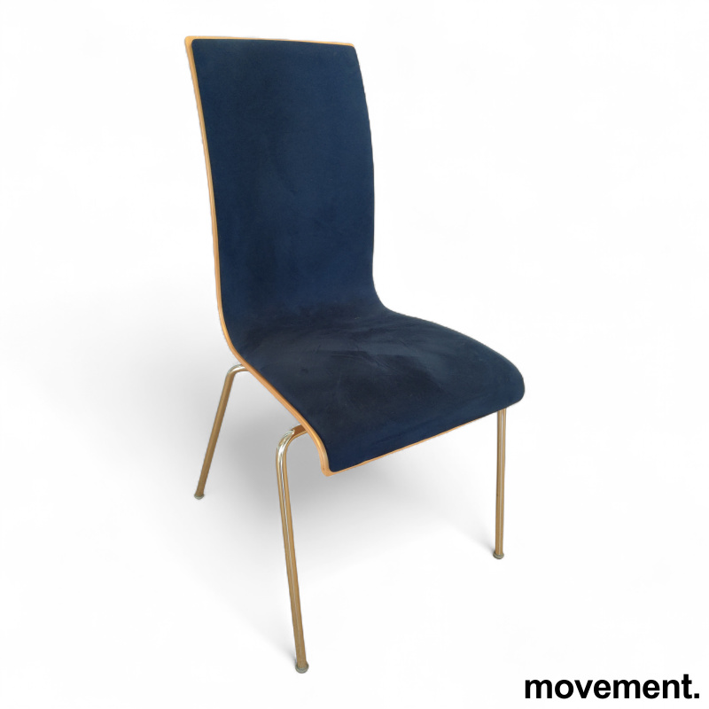 Stk. 71 Bella forsidepolstret Blått stoff Gabriel Comfort bjerkeskall krom ben, Brukt RBM
