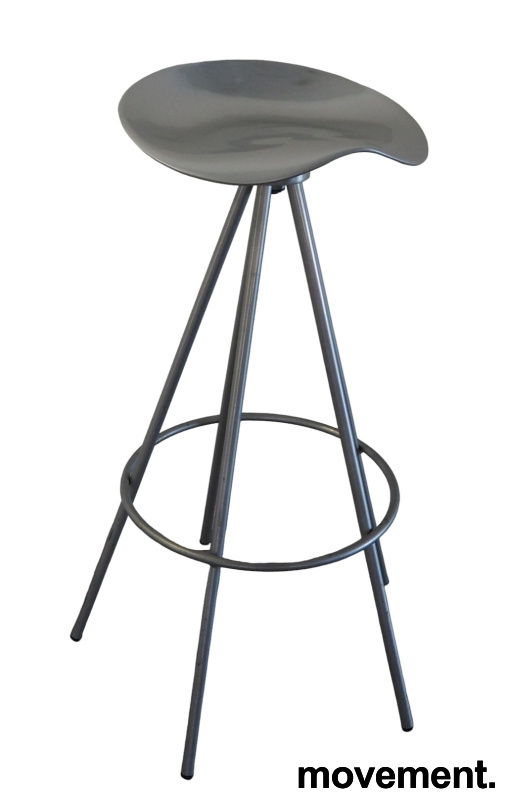 Stk. 91 Jamaica barstol 77cm Sete i aluminium, understell i grålakkert metall, Pent brukt Amat-3 1.