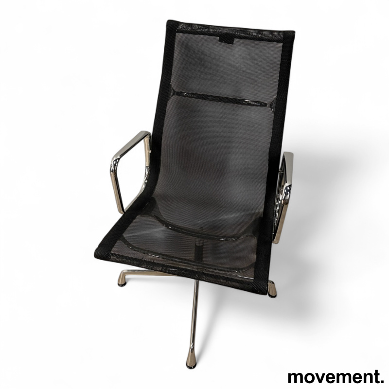 Eames Aluminium Chair EA109 Netweave black, krom, Pent brukt