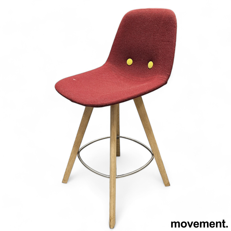 Eyes barstol  Rødt stoff med gule