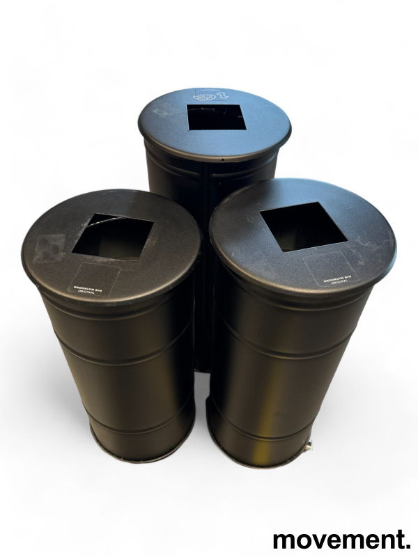 Brooklyn bin 3 bøtter Sort, Pent