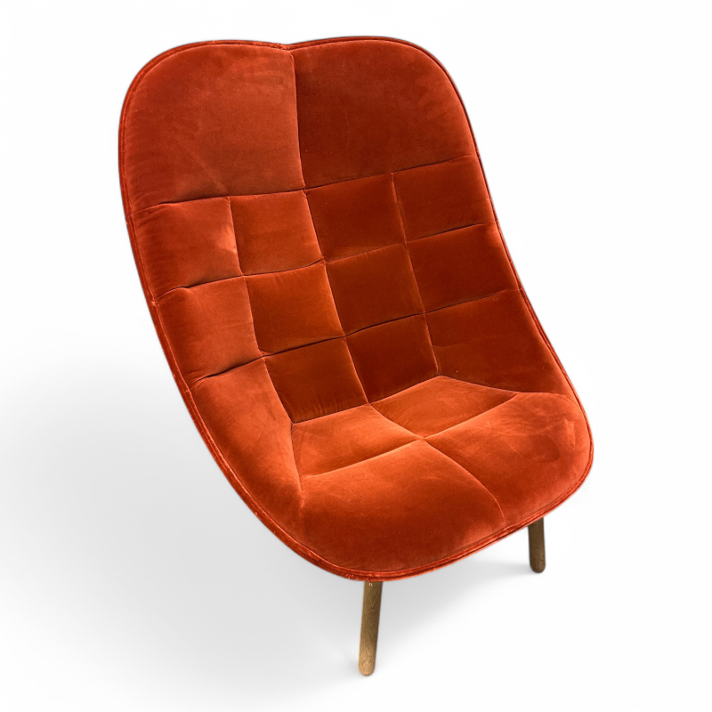 Uchiwa quilted Rustrød velour, ben