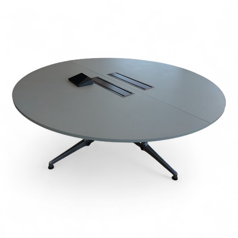 Møtebord Ø=210cm Varmgrå linoleum,