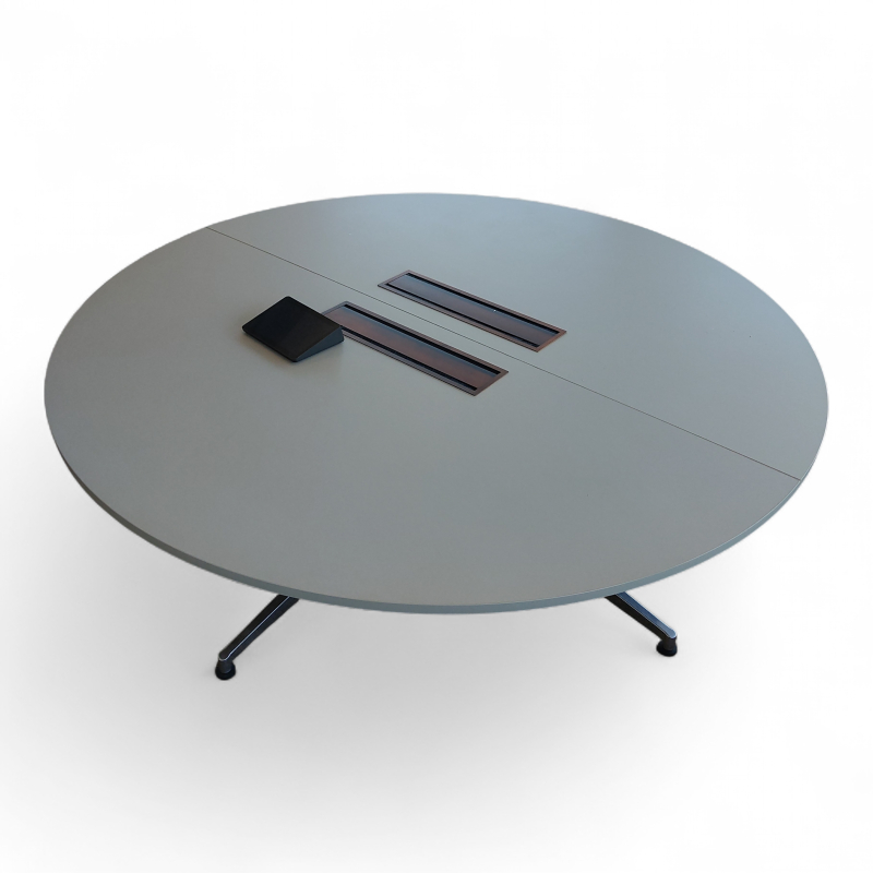 Møtebord Ø=210cm Varmgrå linoleum,