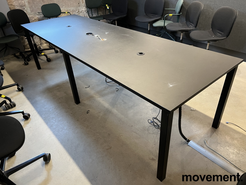Møtebord 275x90cm Sort linoleum,